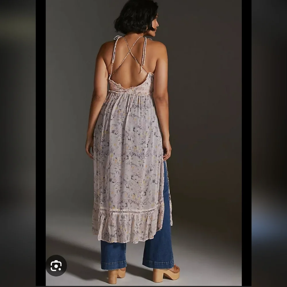 Anthropologie Asymmetrical Floral Dress in Pink and Cream - Picture 3 of 11